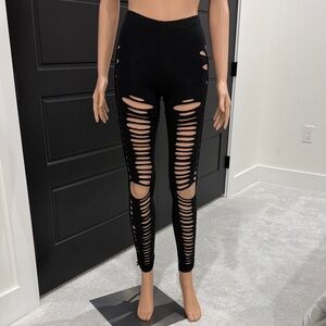 Stylish Black Ripped Leggings